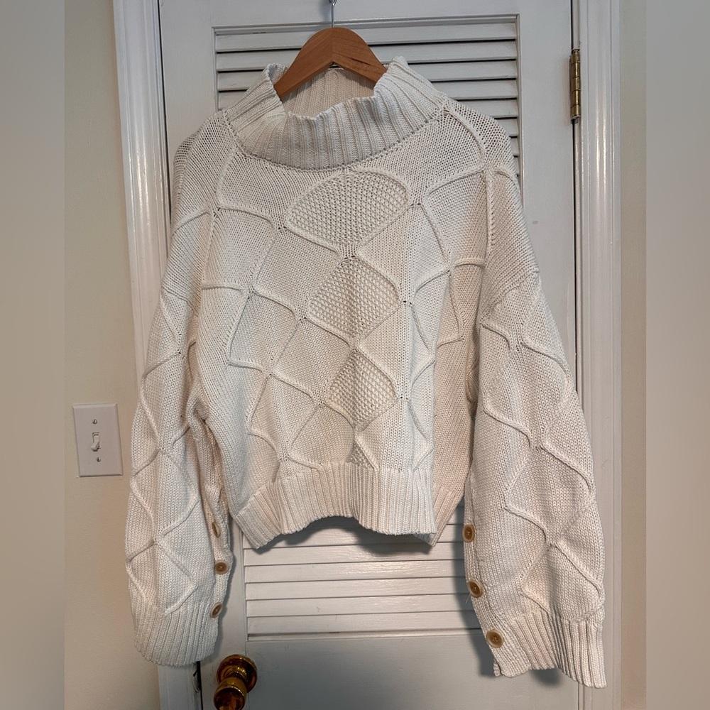 Banana Republic Chunky Knit Turtleneck Sweater with Button Details
